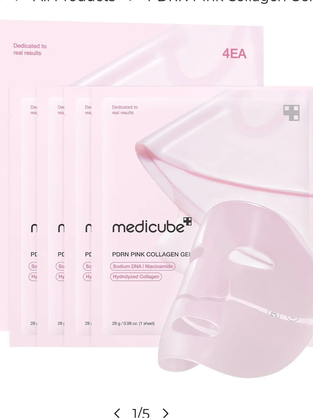 Medicube PDRN Pink Collagen Gel Mask — Hydrating Pink Sheet Mask set of 4